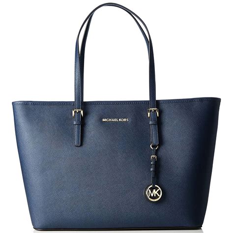 michael kors jet set saffiano tote navy blue|Michael Kors sullivan large tote.